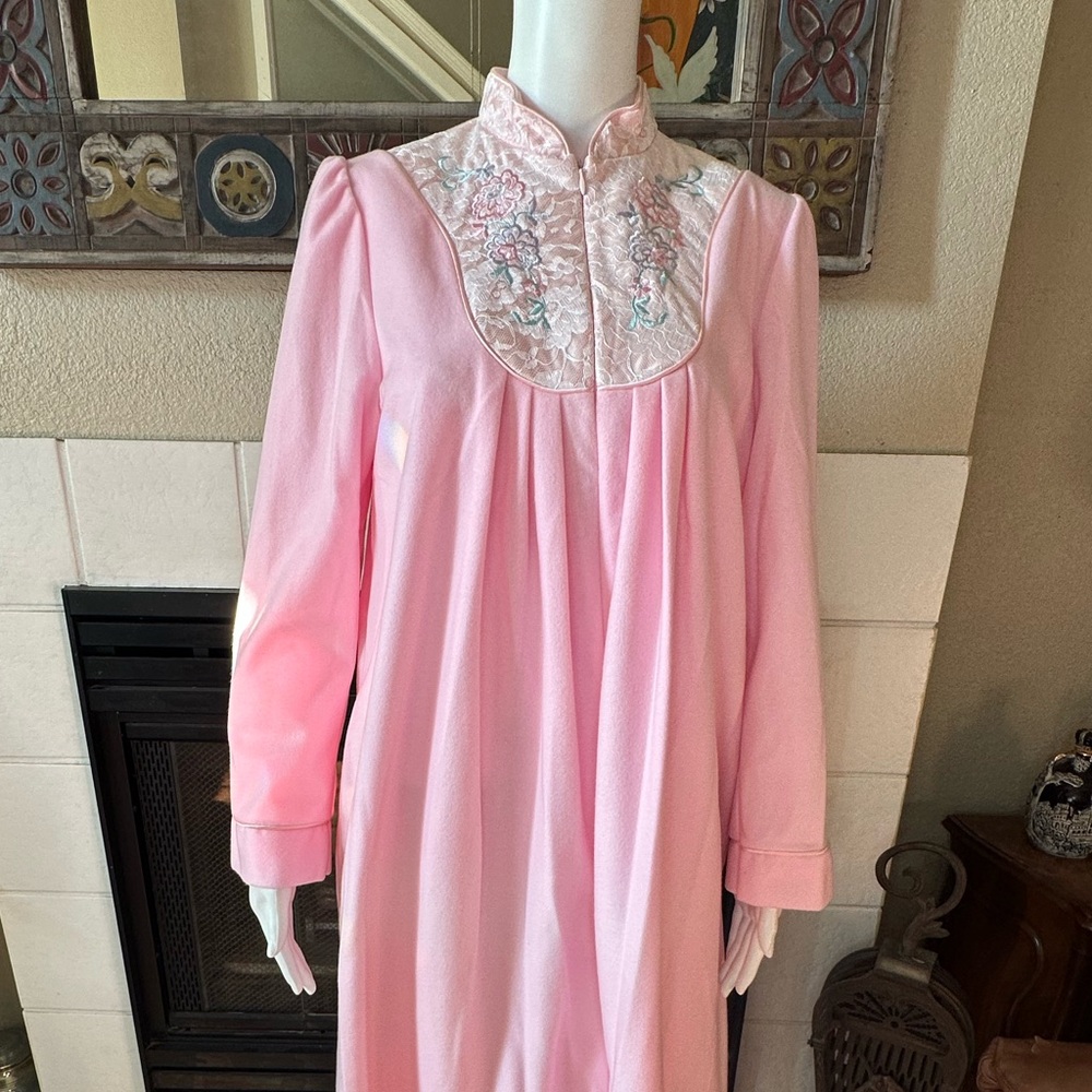 Vtg 70's Housecoat Robe Duster Pink Sears Apostro… - image 7